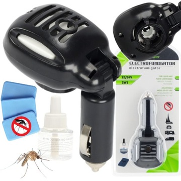 SAMOCHODOWY ODSTRASZACZ KOMARÓW ELEKTROFUMIGATOR NA KOMARY OWADY 12V 24V