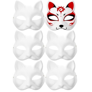 6× Maska na twarz dla kota Therian Halloween Maska Kota do malowania DIY