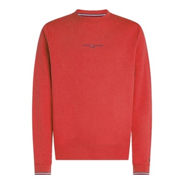 TOMMY HILFIGER BLUZA MĘSKA WCC TOMMY LOGO TIPPED CREWNECK CZERWONA r.M