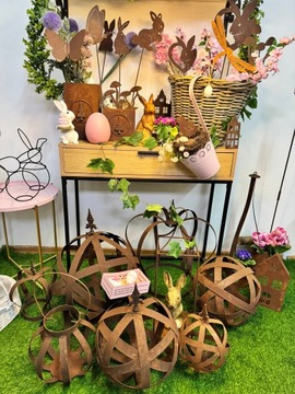 Korona dekoracyjna kwietnik świecznik ogród doniczka ozdoba metalowa 3w1