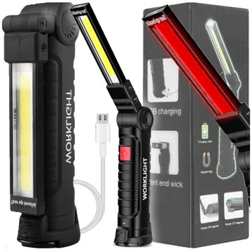 LAMPKA WARSZTATOWA LATARKA Z MAGNESEM USB 5w1 DO WARSZTATU, aż 1200 mah LED