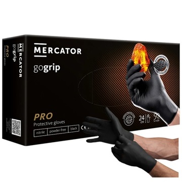 Rękawice Nitrylowe XXL CZARNE BARDZO MOCNE GO Grip