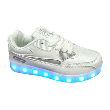 BUTY LED Adidasy Sportowe ŚWIECĄCE BIAŁE USB 34