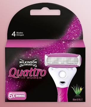 Бритвенные насадки Wilkinson Sword Quattro For Women Sensitive, 6 шт.