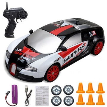Samochód zdalnie sterowany do DRIFTu auto RC na pilota LED pachołki