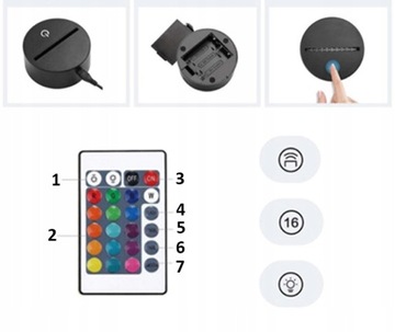 3D ШАР НОЧНОЙ ЛАМПЫ ПУЛЬТ ДИСТАНЦИОННОГО СВЕТОДИОДА 16 ЦВЕТОВ БЕСПРОВОДНАЯ ПИТАНИЕ!