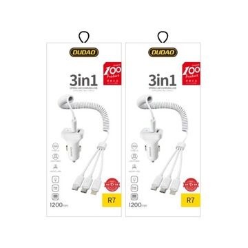 АВТОМОБИЛЬНОЕ ЗАРЯДНОЕ УСТРОЙСТВО DUDAO 2xUSB 2.4A + КАБЕЛЬ 3в1