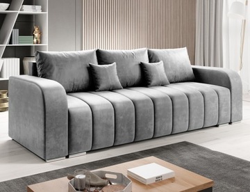 Szara sofa z funkcją spania Pufetto sprężyny welur