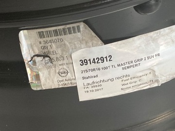 DISK OCELOVÝ OPEL OE 6.5" X 16" 5X105 ET 38