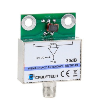 WZMACNIACZ ANTENOWY płytka TV DVB-T Cabletech 30dB 12V DC ANT0149