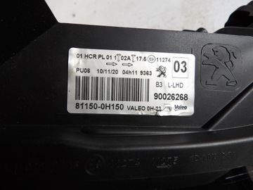 LEVÝ PŘEDNÍ SVĚTLO 81150-0H150 PEUGEOT 108