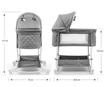 Традиционная колыбелька Milly Mally 72 x 82,5 см, оттенки серого и серебра