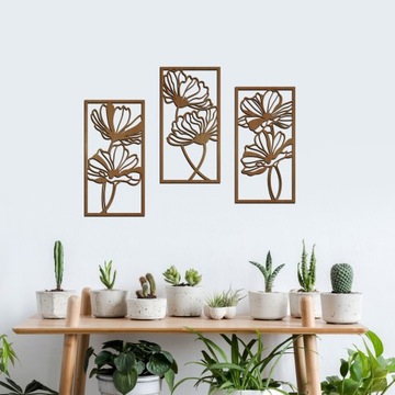 Большое декоративное панно, ажурный триптих ЦВЕТЫ