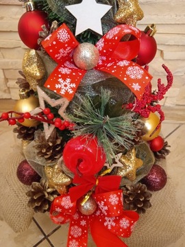 STOŻEK DEKOROWANY w DONICY z dekoracją LED 45 CM