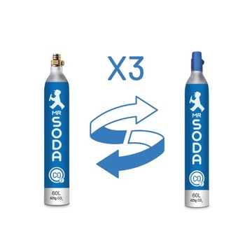 X3 NABÓJ WYMIANA NABICIE BUTLI GAZ CO2 SPOŻYWCZY