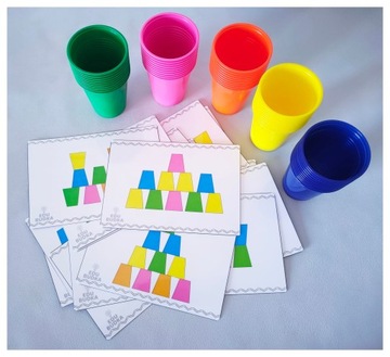 CUP TOWERS Кодирование для дошкольников Набор из 20 карточек и 50 стаканчиков