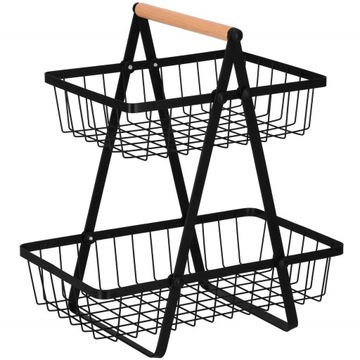 ДВОЙНАЯ КОРЗИНА, ЧЕРНЫЙ МЕТАЛЛИЧЕСКИЙ ЛОФТ-ПЛЕЕР, ДЕКОРАТИВНАЯ ЯРУСНАЯ КОРЗИНА
