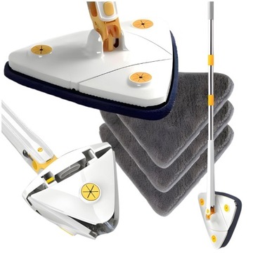 ПОВОРОТНАЯ ШВАБРА 360 ПЛОСКАЯ ТРЕУГОЛЬНАЯ ПЛИТКА ОКНА СТЕНЫ + 3 ВСТАВКИ ИЗ МИКРОФИБРЫ