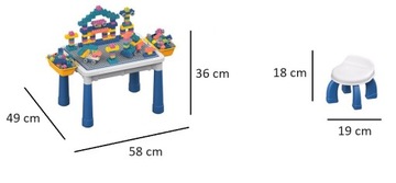 СТОЛ С БЛОКИКАМИ ДВУХСТОРОННЯЯ ДОСКА ДЛЯ ПИСЬМА НАБОР ИЗ 300 БЛОКОВ СТУЛ 3В1