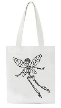 TORBA NA LATO WAKACJE PŁÓCIENNA KOŚCIOTRUP TOREBKA NA RAMIĘ BIAŁA NA ZAKUPY