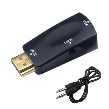 HDMI-kompatybilny z Adapter VGA męski na żeński Audio Aux kabel konwertera