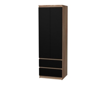 SZAFA GARDEROBA 60cm dąb sonoma+ czarne fronty