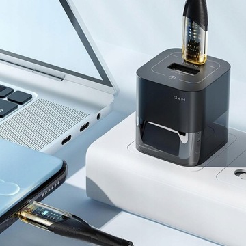 PD 100 Вт кабель USB C — USB Type C, прозрачный пр