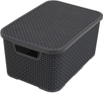КОРЗИНА ИЗ РОТАНГА BRANQ С КРЫШКОЙ 7 Л АНТРАЦИТ