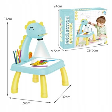 PROJEKTOR RZUTNIK STOLIK STÓŁ DO RYSOWANIA DZIECI PREZENT NIEBIESKI JELEŃ