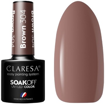LAKIER HYBRYDOWY BROWN 304 -5g CLARESA Wysoka trwałość Brązowy