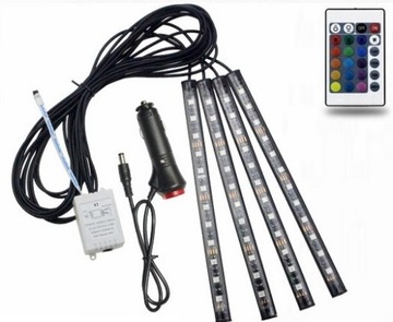 OŚWIETLENIE WNĘTRZA AUTA SAMOCHODU 48 LED RGB 12V