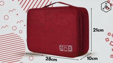 ORGANIZER PODRÓŻNY TORBA NA KABLE ŁADOWARKI 5 RZEPÓW POJEMNA ZAMEK PODRÓŻ
