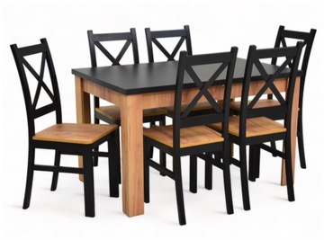 Stół rozkładany 80x120/160 + 6 krzeseł Dąb Craft