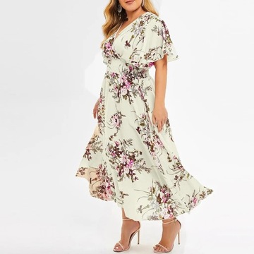 2023 Plus Size 3XL 4XL 5XL Women Dress Floral Chif