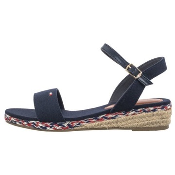 Sandały Damskie na Koturnie Tommy Hilfiger Rope Wedge Blue Granatowe