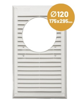 Kratka wentylacyjna 175x195mm do pochłaniacza z otworem fi 120mm biała