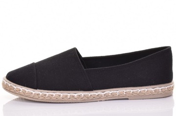 ESPADRYLE DAMSKIE LEKKIE TENISÓWKI WSUWANE CZARNE