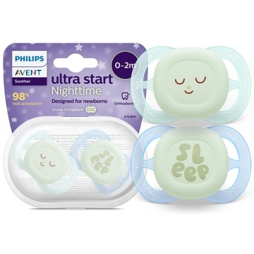 Philips Avent Smoczek dla noworodków Ultra Start 0-2m 2szt świeci SCF075/08