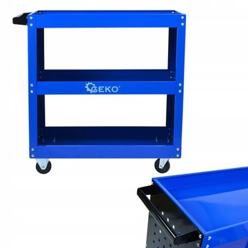 ИНСТРУМЕНТАЛЬНАЯ ТЕЛЕЖКА НА КОЛЕСАХ ДЛЯ МАСТЕРСКОЙ 3 ГОРИЗОНТАЛЬНЫЕ ПОЛКИ СО СТЕНАМИ