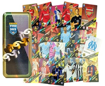 Puszka piórnik Zestaw 25x karty piłkarskie FIFA ADRENALYN 365 2024 LIMITED