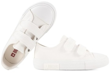 BIG STAR KK374086 TRAMPKI TENISÓWKI TEKSTYLNE PÓŁTRAMPKI białe
