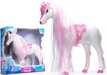 Розовая прогулочная лошадка на батарейках для детей