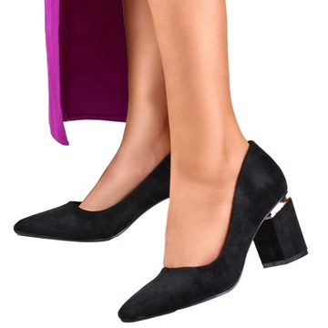 Черные женские туфли на каблуке, замшевые туфли на каблуке, размер 39