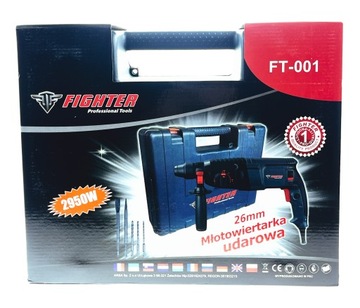 MŁOTOWIERTARKA SDS+ 2950W 4-FUNKCJE + 3X WIERTŁO + DŁUTO + PRZECINAK