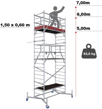 Строительные леса KRAUSE ClimTec 7 м + ролики 125 мм 710710