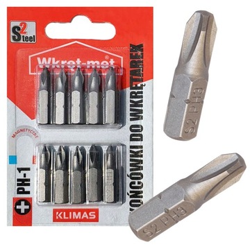 KOŃCÓWKI DO WKRĘTARKI BIT PH1 25MM 10 SZT krzyżyk