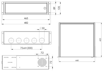 Горизонтальный корпус регистратора 440x422x125 RACK