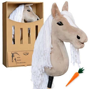 PEGAZ CLUB oryginalny Hobby Horse A3 Koń Izabelowaty kantar wodze marchew