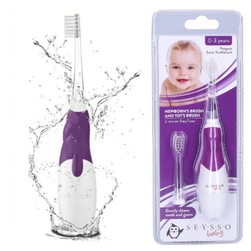 SZCZOTECZKA SONICZNA DLA DZIECI SEYSSO BABY 0-3 LAT 2 KOŃCÓWKI PODŚWIETLANE