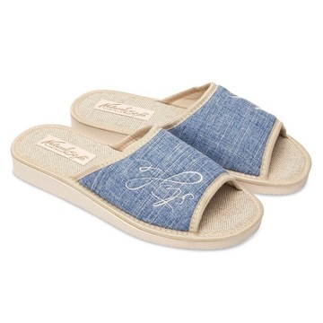 Kapcie laczki pantofle damskie METEOR NATURAL STYLE NS-096 NIEBIESKIE 40
